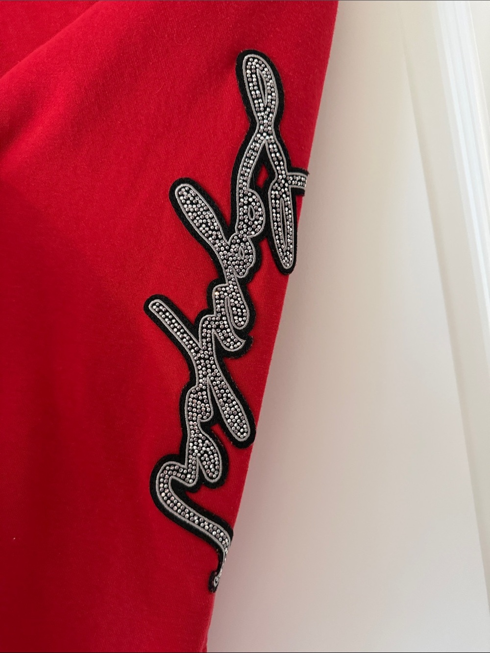 Karl Lagerfeld Red Crewneck Sweatshirt with Crest and Shoulder Buttons - Picture 5 of 11